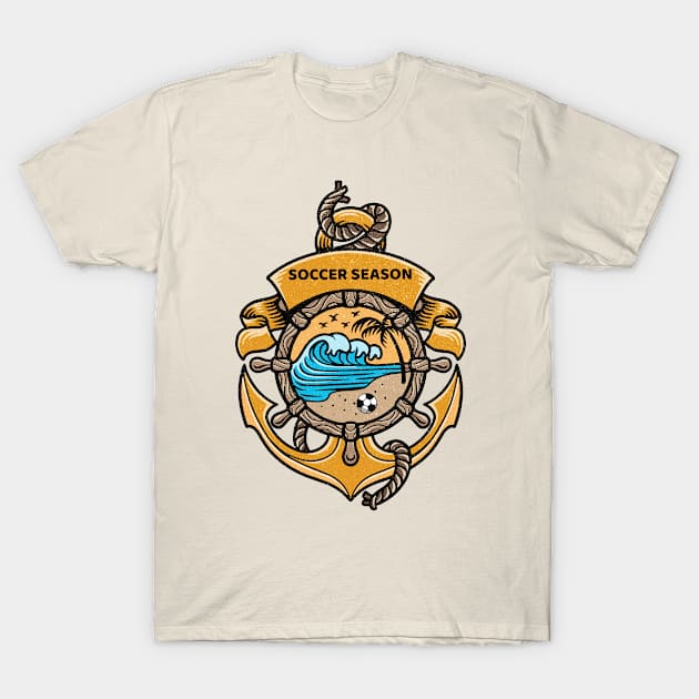 Summer Beach Soccer Season Anchor Vintage Logo T-Shirt by Inspire Enclave